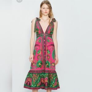 FARM RIO Ana tapestry pink midi dress NWT  Large